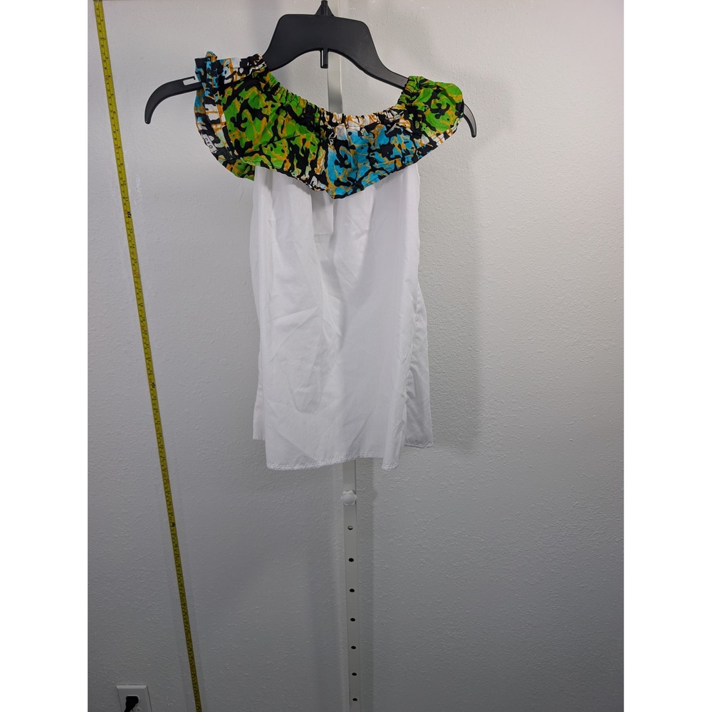 Island Dolphins Girls White Off Shoulder Tropical Ruffle Top Jamaica Size 11-12Y